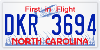 NC license plate DKR3694