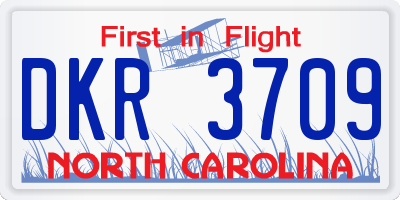 NC license plate DKR3709