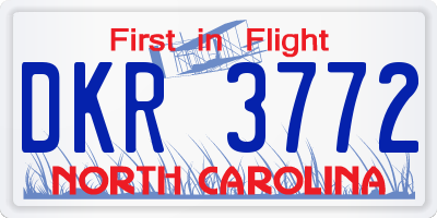 NC license plate DKR3772