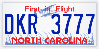 NC license plate DKR3777