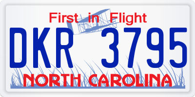 NC license plate DKR3795