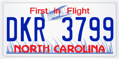 NC license plate DKR3799