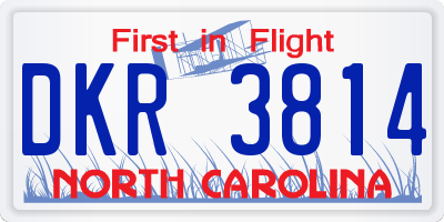 NC license plate DKR3814