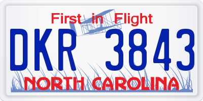 NC license plate DKR3843