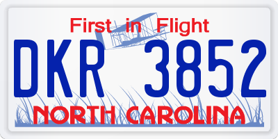 NC license plate DKR3852