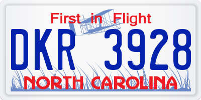 NC license plate DKR3928