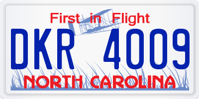 NC license plate DKR4009