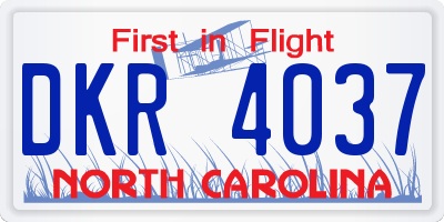 NC license plate DKR4037