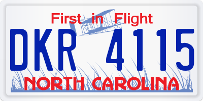 NC license plate DKR4115