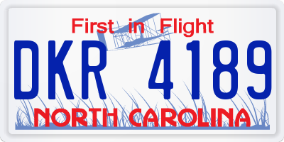 NC license plate DKR4189