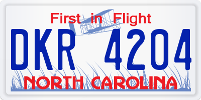 NC license plate DKR4204