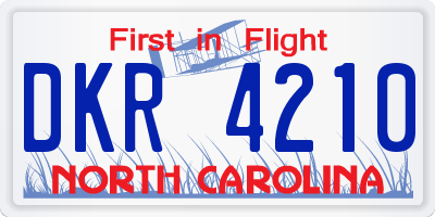 NC license plate DKR4210