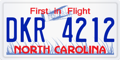 NC license plate DKR4212