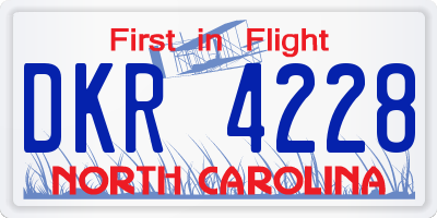 NC license plate DKR4228
