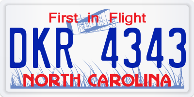 NC license plate DKR4343