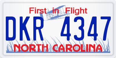 NC license plate DKR4347
