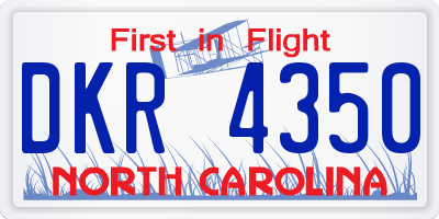 NC license plate DKR4350