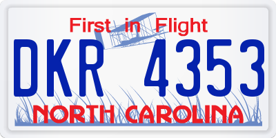NC license plate DKR4353
