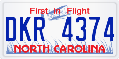NC license plate DKR4374
