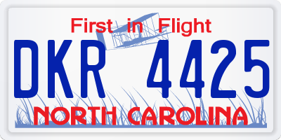 NC license plate DKR4425
