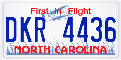 NC license plate DKR4436