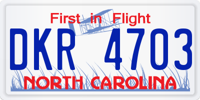 NC license plate DKR4703