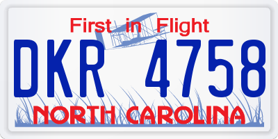 NC license plate DKR4758