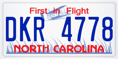 NC license plate DKR4778