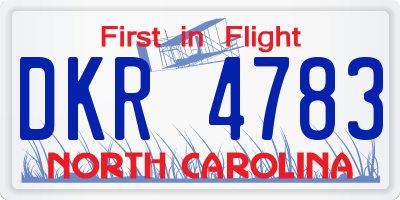 NC license plate DKR4783