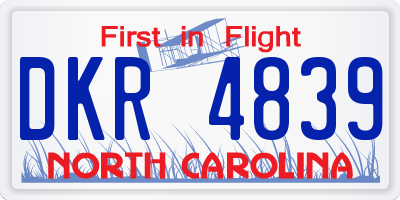 NC license plate DKR4839