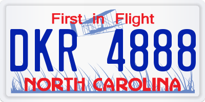 NC license plate DKR4888