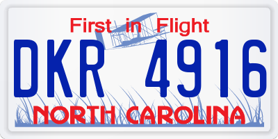 NC license plate DKR4916