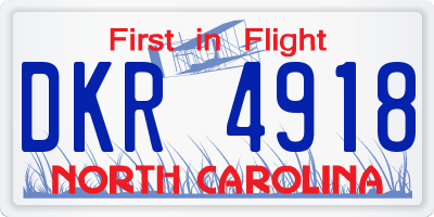 NC license plate DKR4918