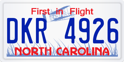 NC license plate DKR4926