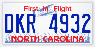 NC license plate DKR4932