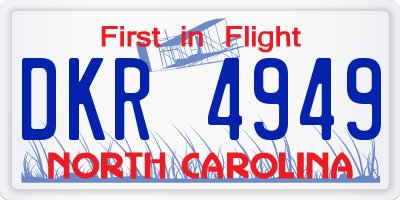 NC license plate DKR4949