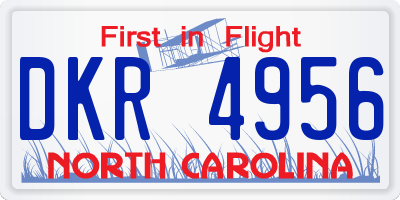 NC license plate DKR4956