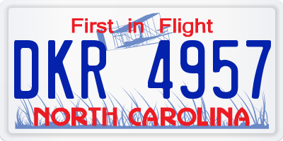 NC license plate DKR4957