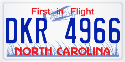 NC license plate DKR4966