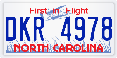 NC license plate DKR4978