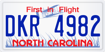 NC license plate DKR4982