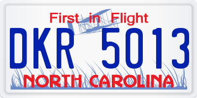 NC license plate DKR5013