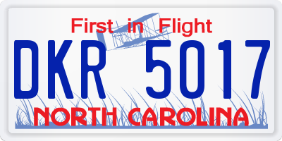 NC license plate DKR5017