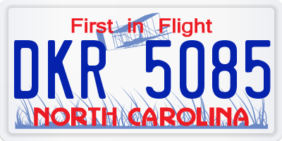 NC license plate DKR5085