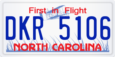 NC license plate DKR5106