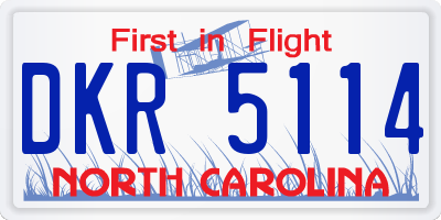 NC license plate DKR5114