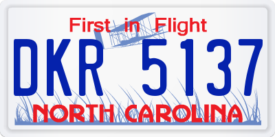 NC license plate DKR5137
