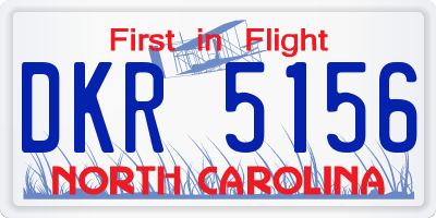 NC license plate DKR5156