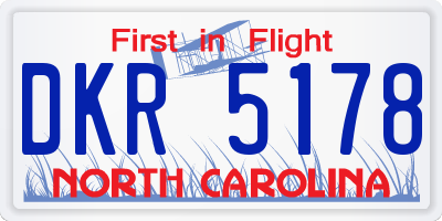 NC license plate DKR5178