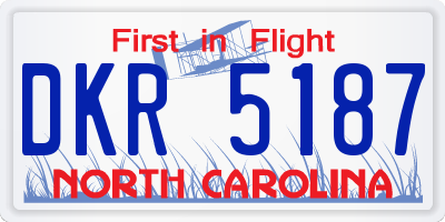 NC license plate DKR5187